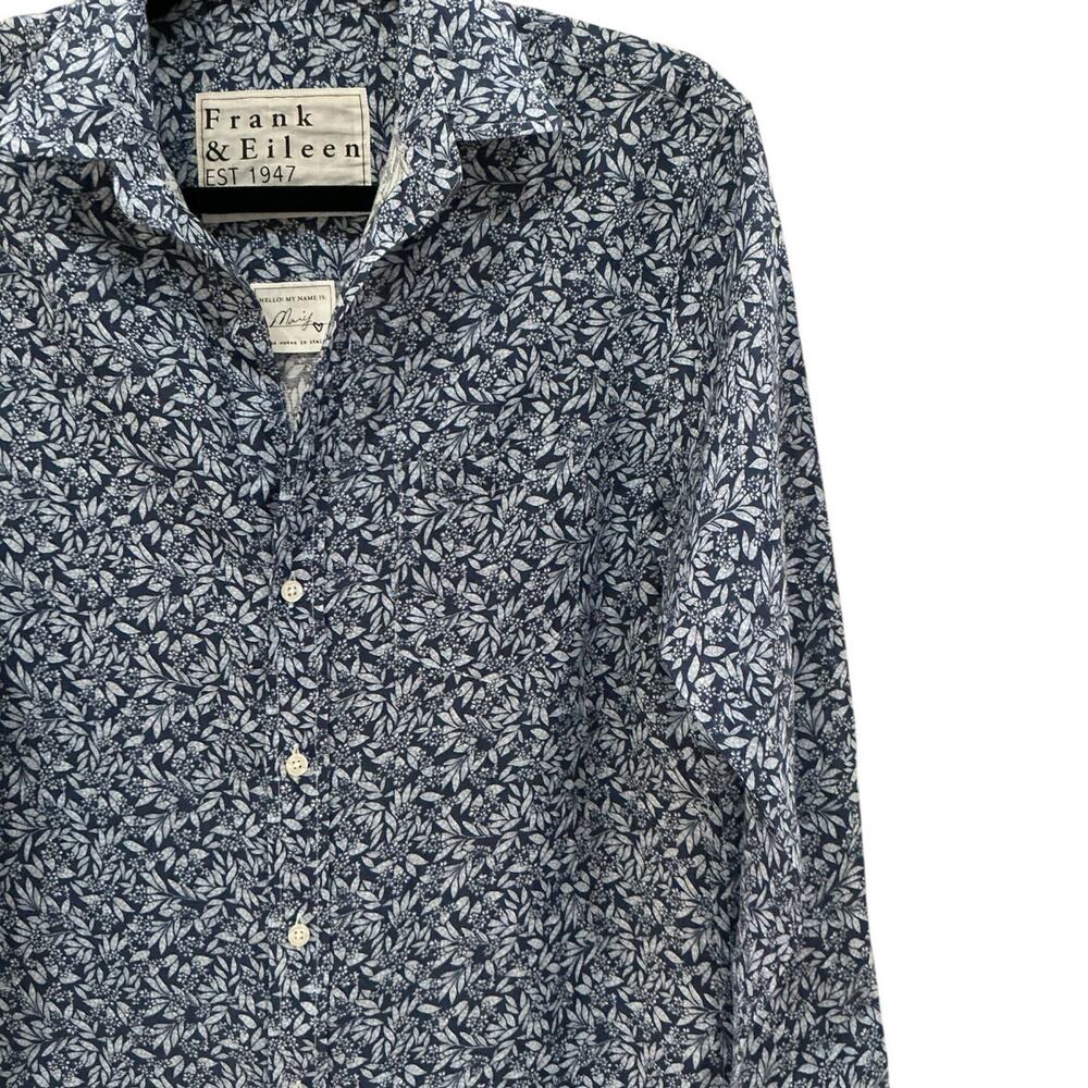 Frank & Eileen Mary Classic Shirtdress Italian Linen Blue Floral Size‎ XS - Picture 5 of 12